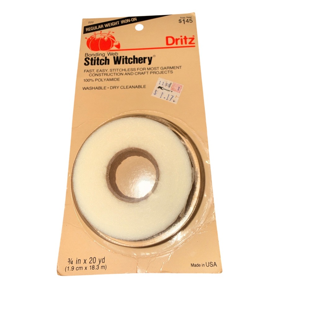 Vintage NOS Dritz Stitch Witchery Regular Weight 3/4" x 20 Yds Fusible Hem Tape